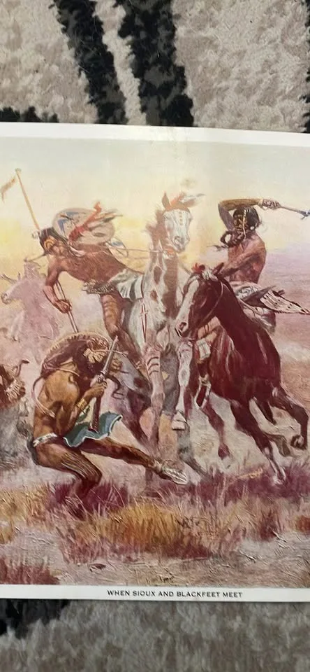 Charles M Russell Print - “When Sioux and Blackfeet Meet” -9” x image indicator(2)