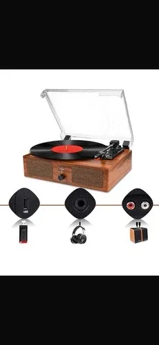 Vintage Bluetooth Vinyl Record Player with Speakers image indicator(4)