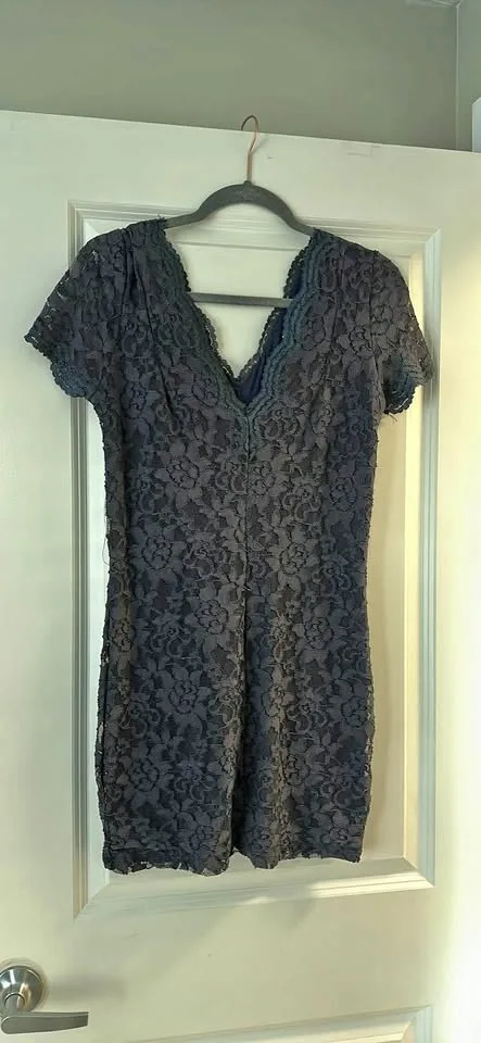 Kimchi lace navy deep v mini dress
