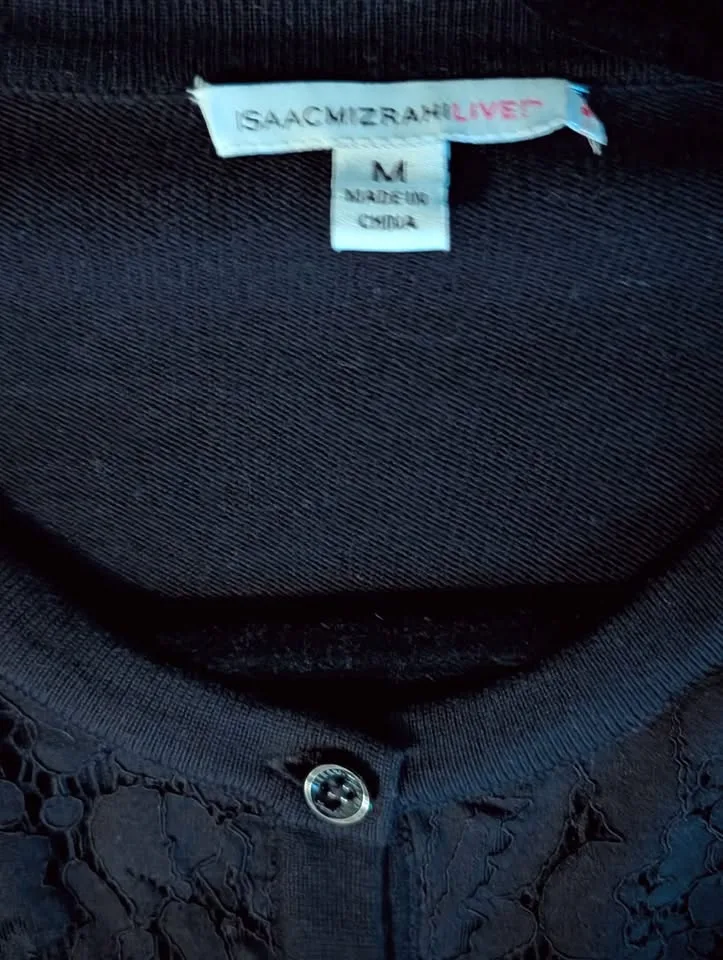 Women's Isaac Mizrahi Black Lace Front 3/4 Sleeve Cardigan-Mediu image indicator(3)