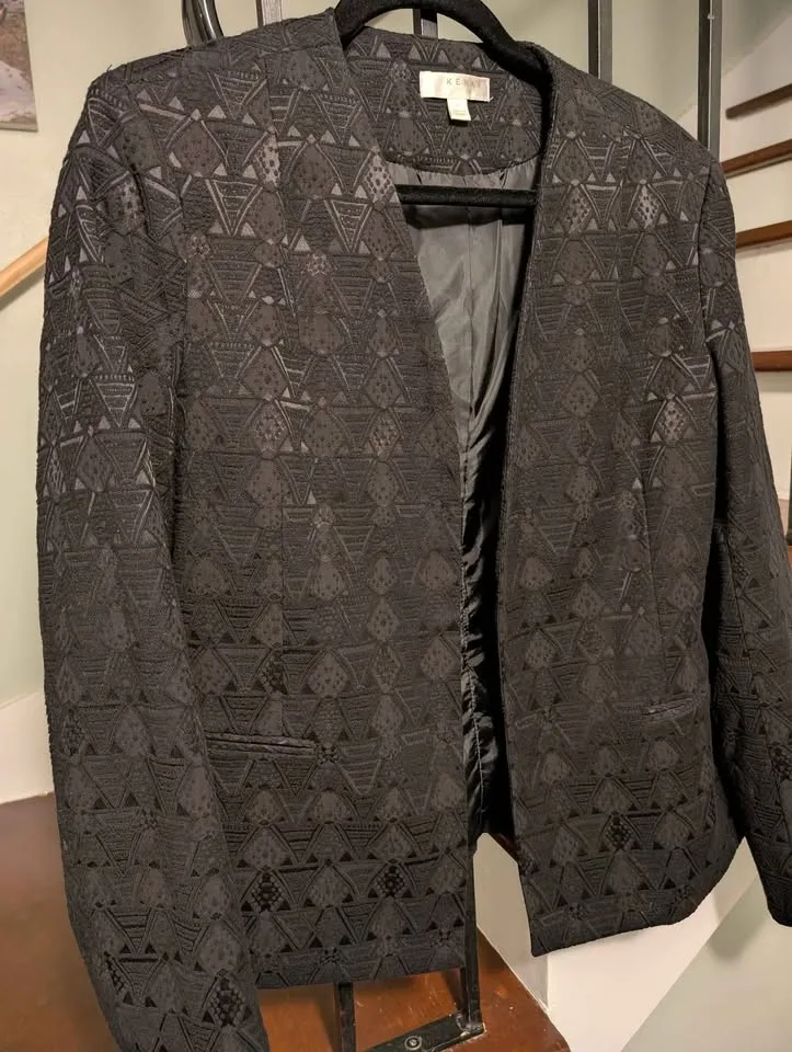 Women's Black Textured Open Front Blazer/Jacket- large image indicator(6)