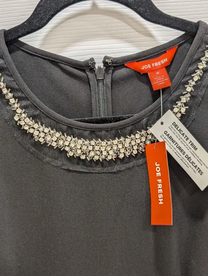 Women's Black Rhinestone Embellished Sheath Dress, Size 10 image indicator(2)