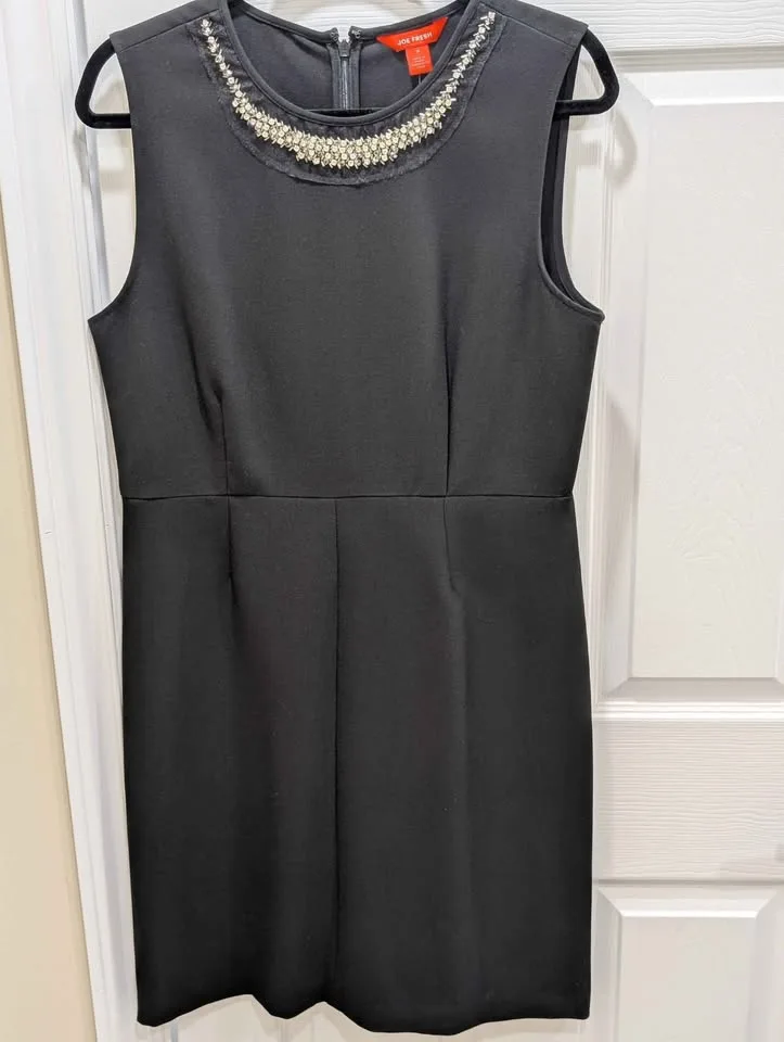 Women's Black Rhinestone Embellished Sheath Dress, Size 10 image indicator(3)