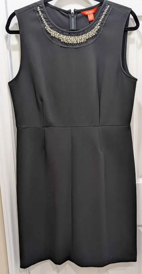 Women's Black Rhinestone Embellished Sheath Dress, Size 10 image indicator(4)