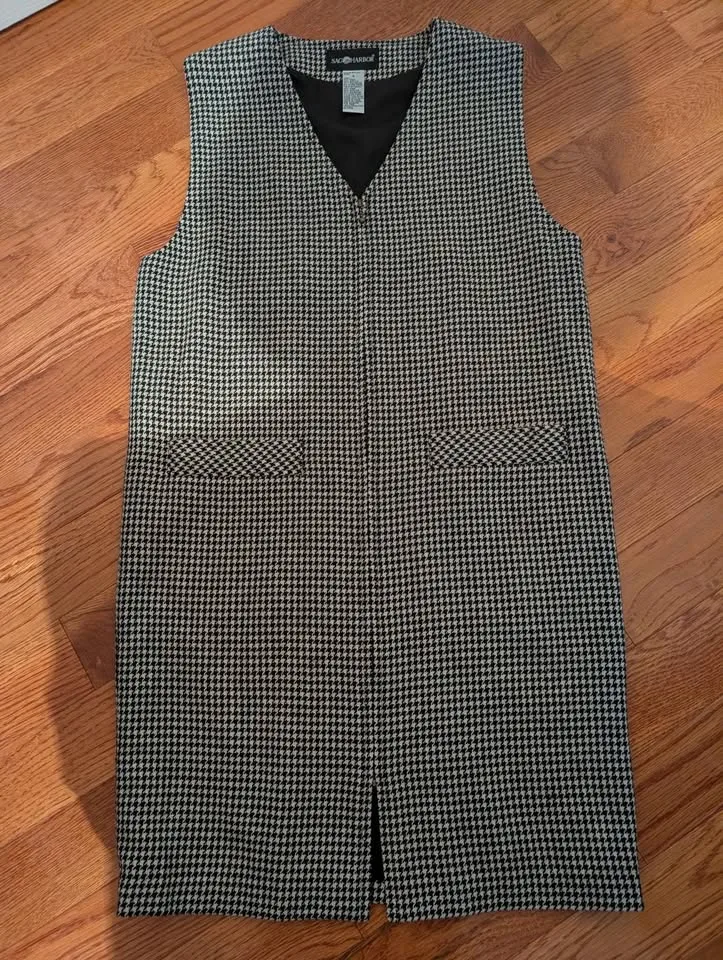 Women's Vintage Sag Harbor Hounds Tooth Front Zip Lined Jumper/D image indicator(2)