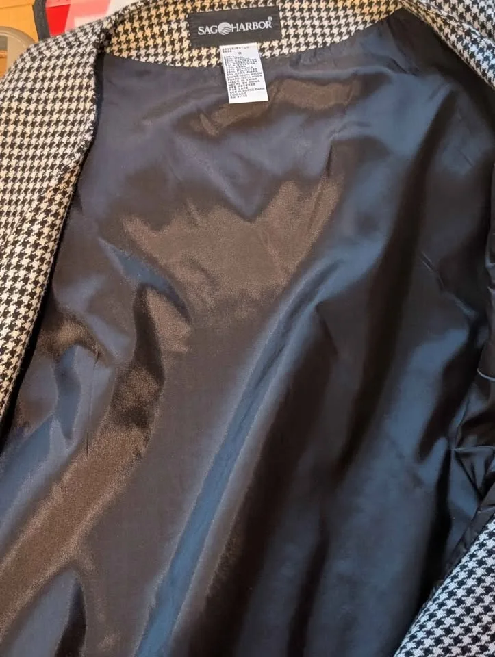 Women's Vintage Sag Harbor Hounds Tooth Front Zip Lined Jumper/D image indicator(5)