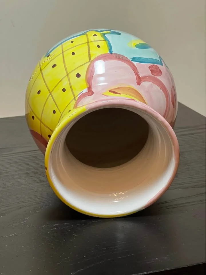 Vintage hand-painted ceramic 8” vase 90’s image indicator(5)