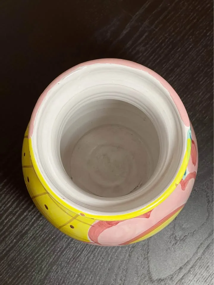 Vintage hand-painted ceramic 8” vase 90’s image indicator(6)