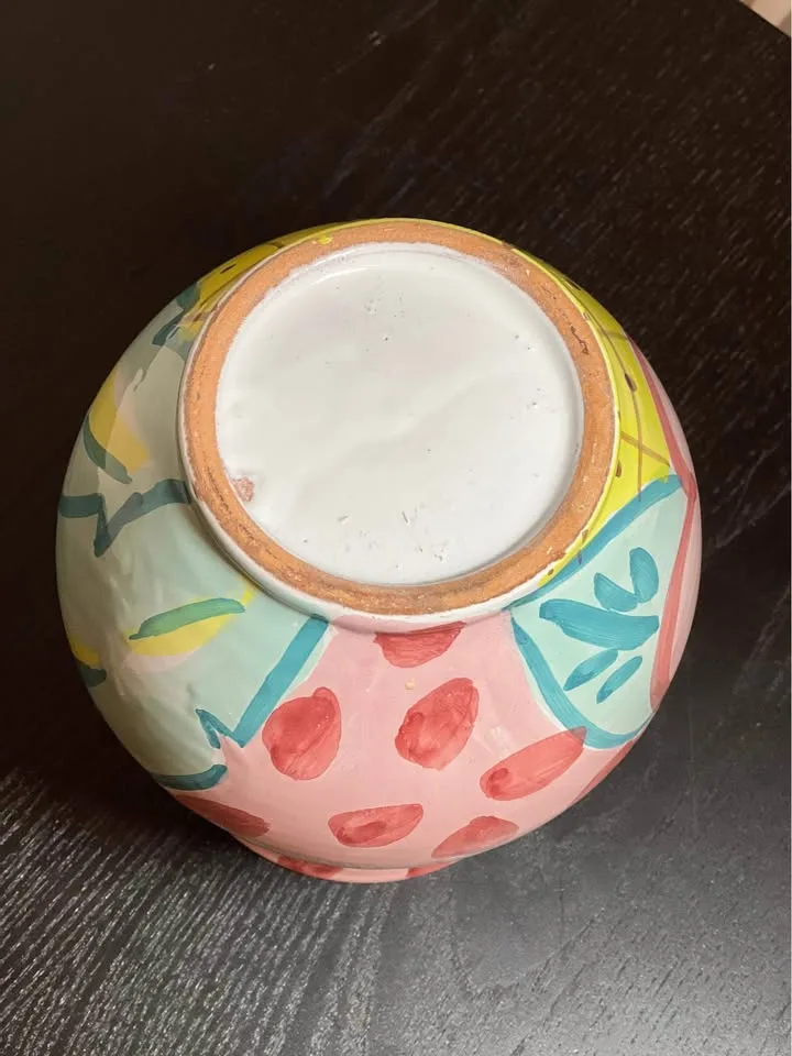 Vintage hand-painted ceramic 8” vase 90’s image indicator(7)