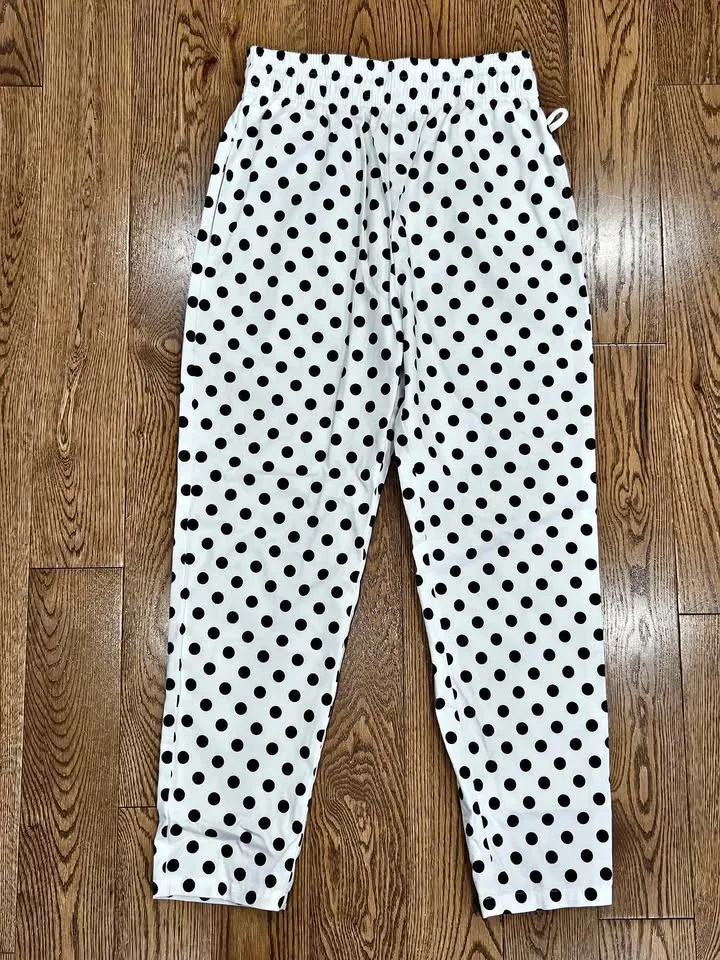 Cookman White Polka Dot Pants M