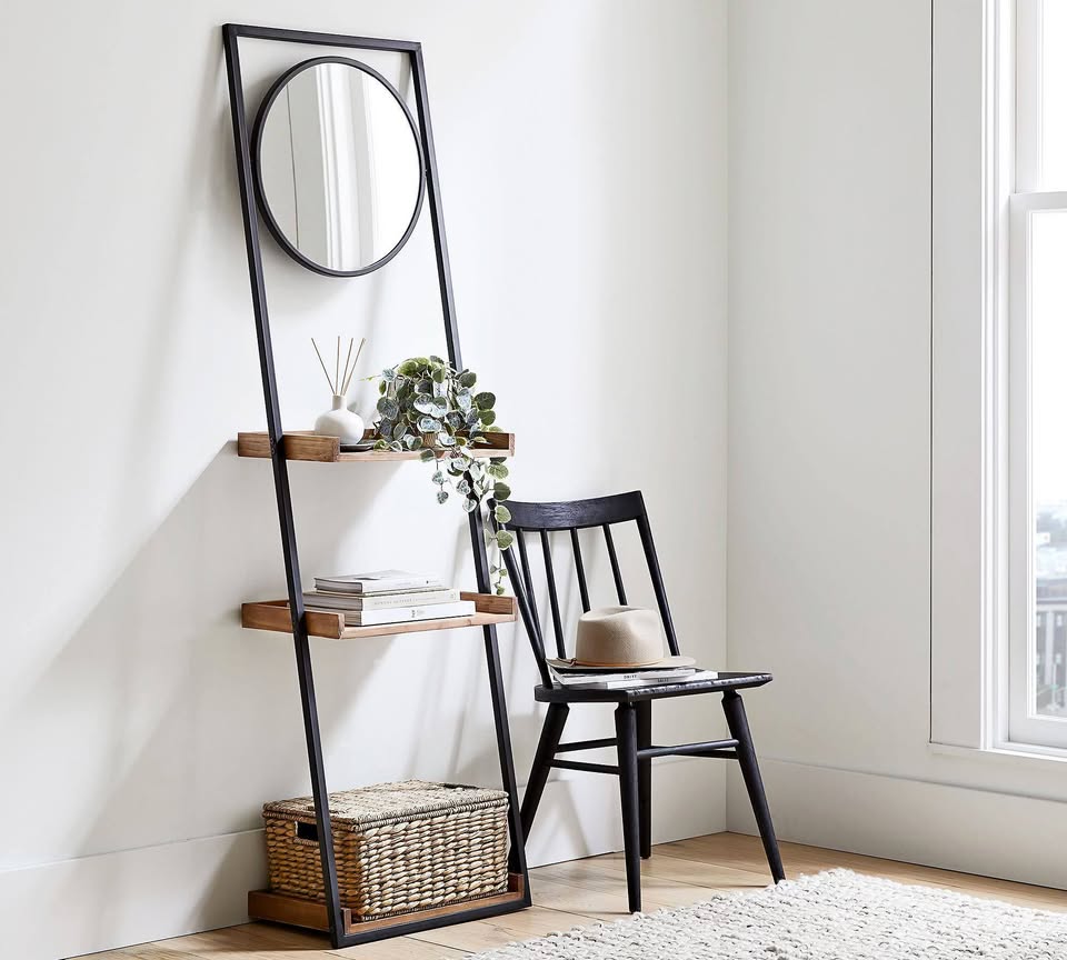 Orig $499 Pottery Barn Trenton Ladder Shelf Mirror Bookcase