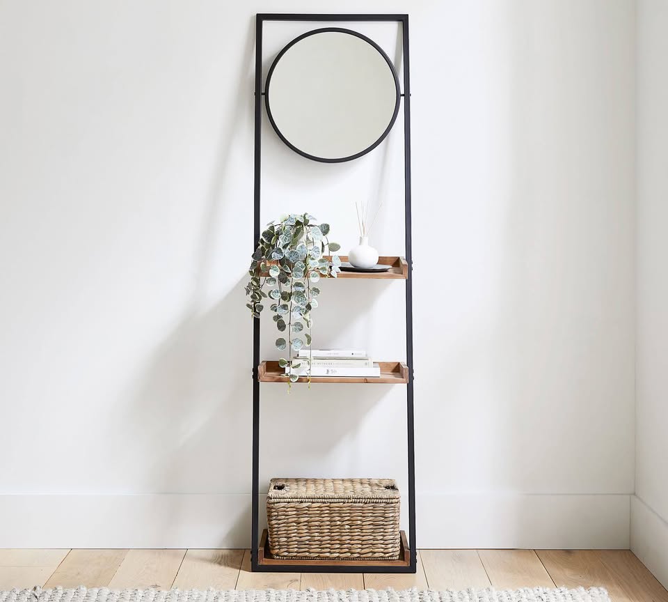 Orig $499 Pottery Barn Trenton Ladder Shelf Mirror Bookcase - photo 3