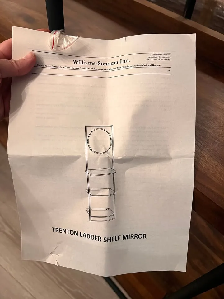 Orig $499 Pottery Barn Trenton Ladder Shelf Mirror Bookcase image indicator(5)