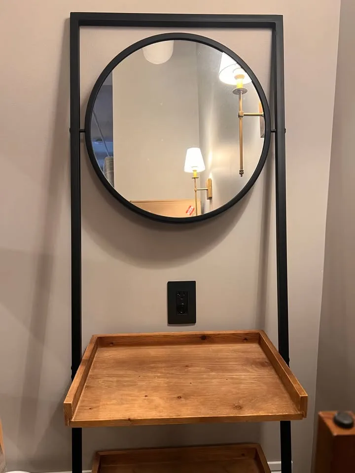 Orig $499 Pottery Barn Trenton Ladder Shelf Mirror Bookcase image indicator(7)