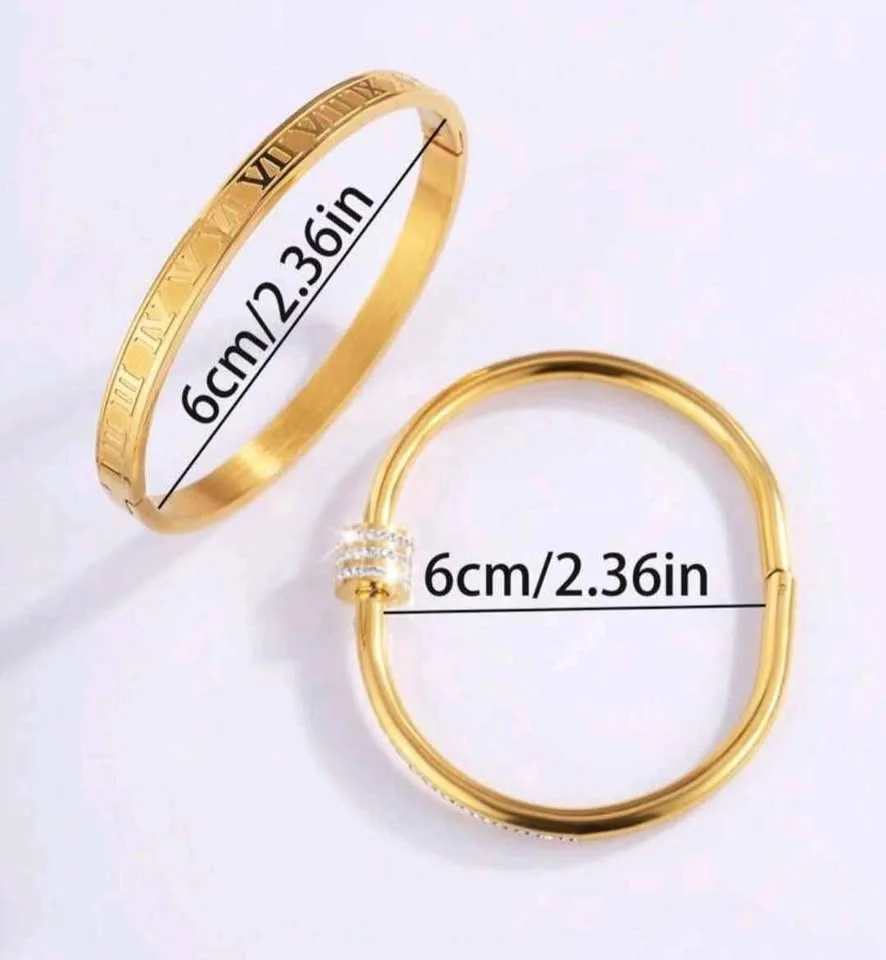 Chic Gold Bracelet Set – Roman Numerals & Crystals ✨ image indicator(6)