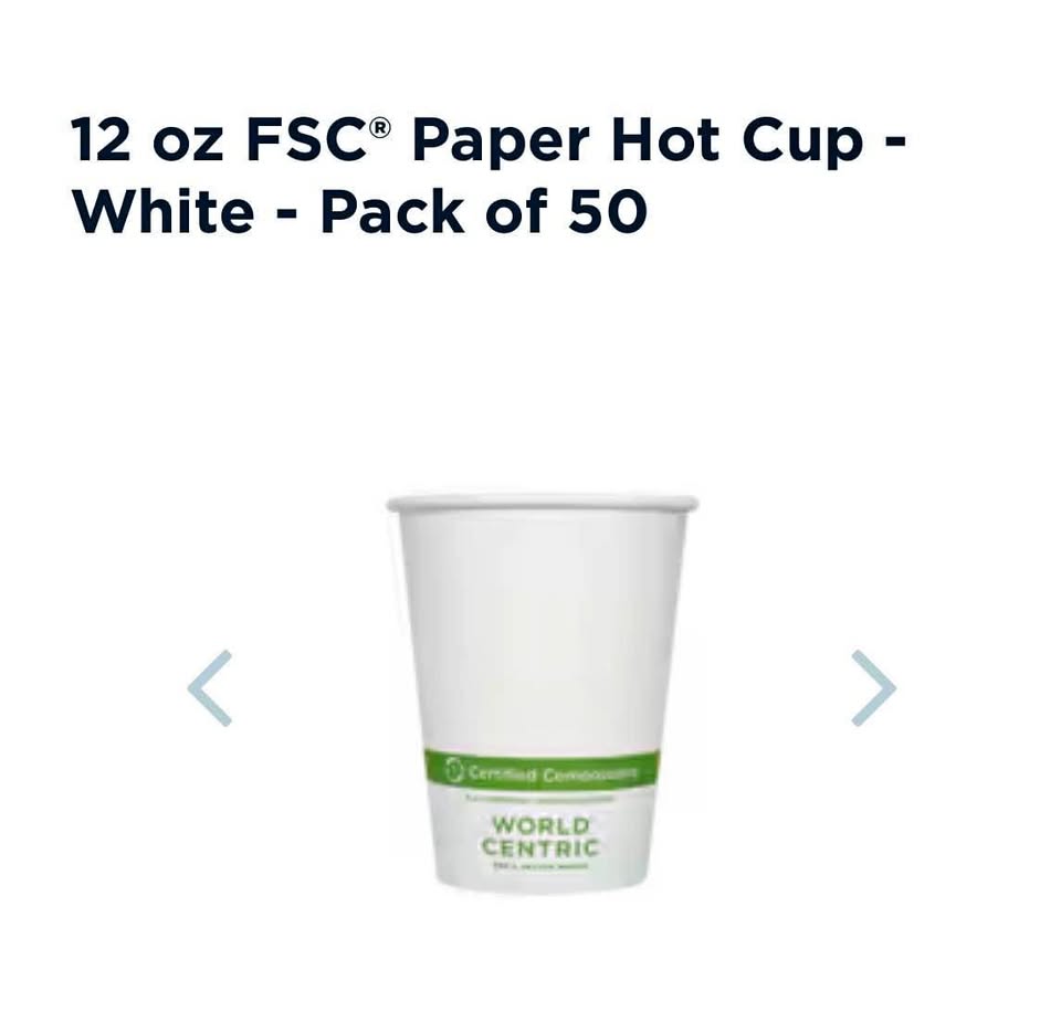 12 oz FSC® Paper Hot Cup - White - Pack of 50