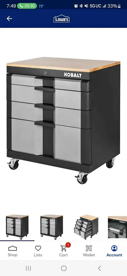KOBALT FREESTANDING STEEL GARAGE CABINET