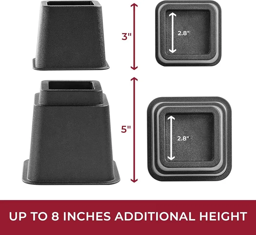🥕 8 Pc Adjustable Bed / Furniture Risers 3”-8” Heavy Duty image indicator(3)