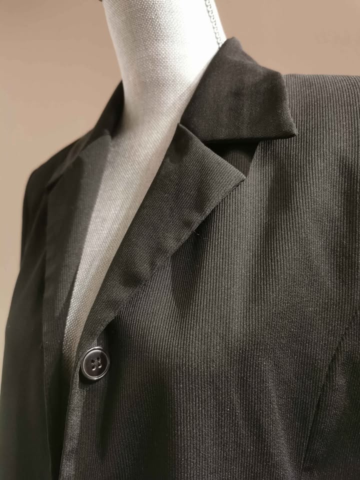 Black Jacquard Size L Women's Blazer Suit Jacket - photo 2