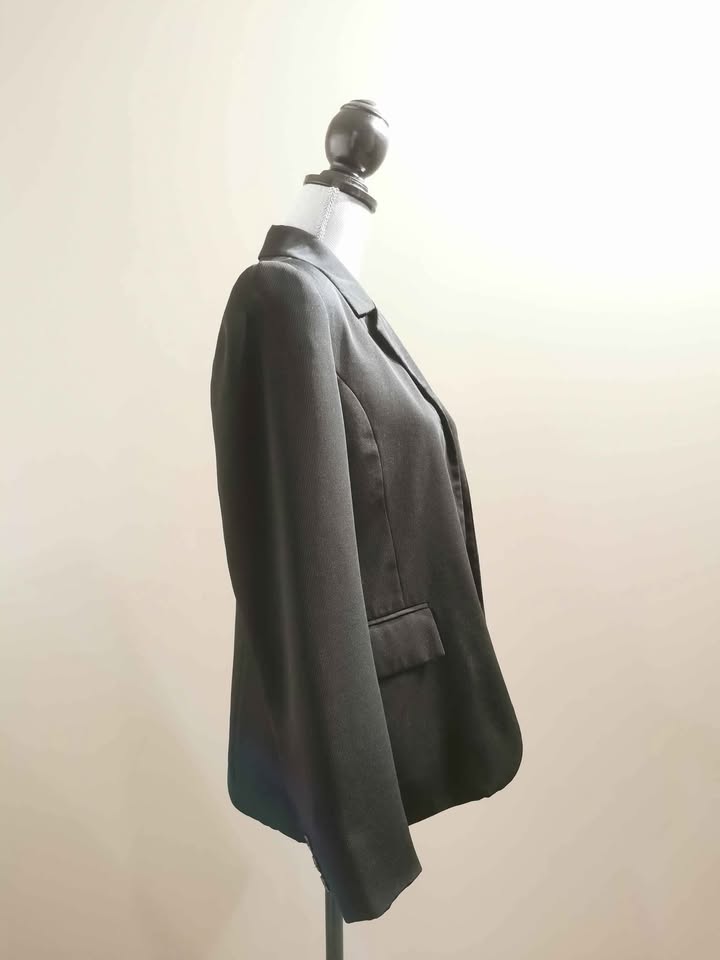 Black Jacquard Size L Women's Blazer Suit Jacket - photo 3