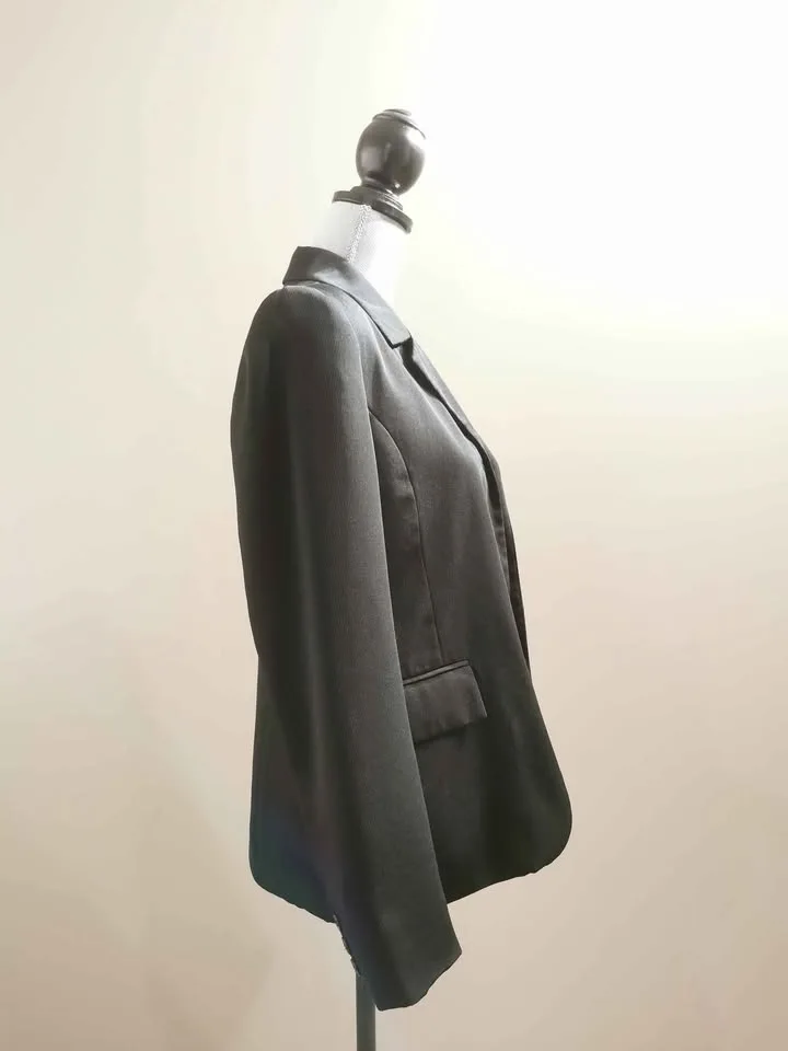 Black Jacquard Size L Women's Blazer Suit Jacket image indicator(3)