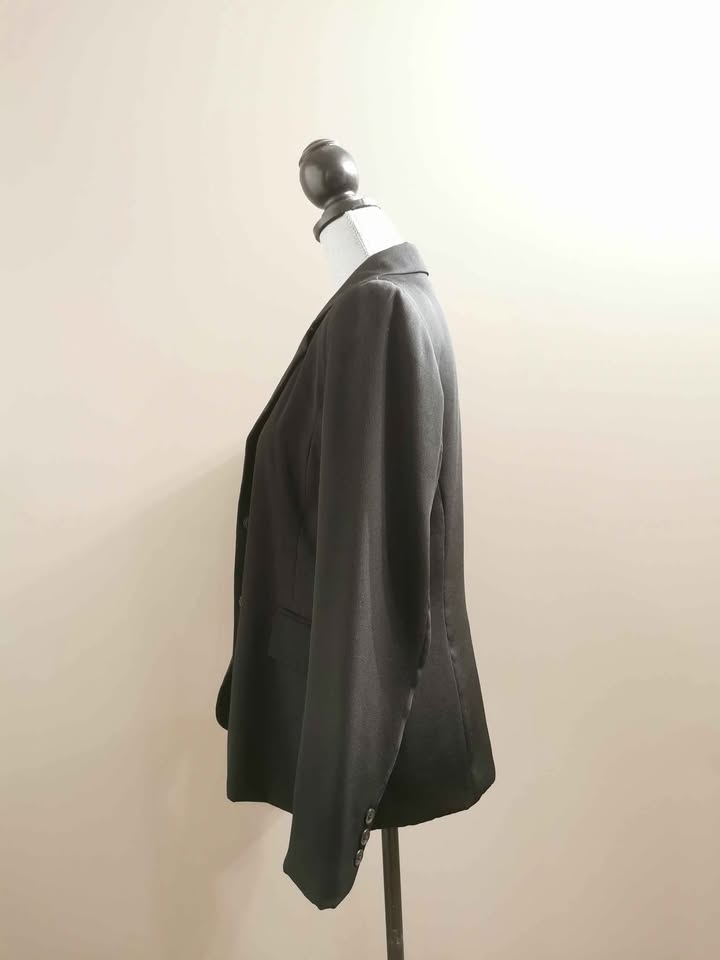 Black Jacquard Size L Women's Blazer Suit Jacket - photo 5