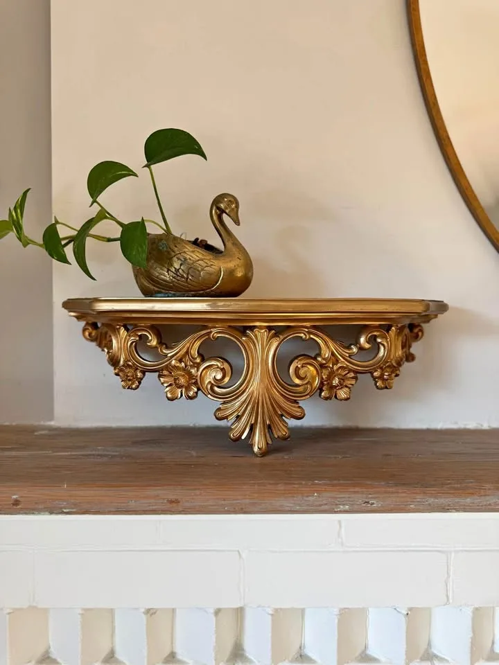 Vintage Syroco Wall Shelf - Gold Ornate Regency Decor ✨