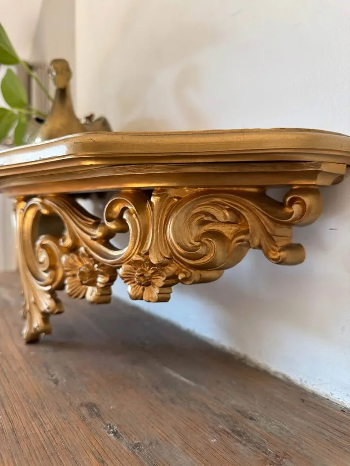 Vintage Syroco Wall Shelf - Gold Ornate Regency Decor ✨ image indicator(3)