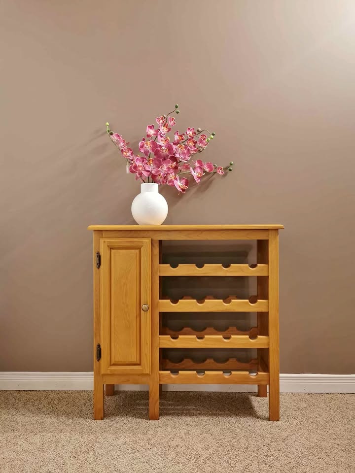 Solid Wood Bar Table Wine Rack (orchids sold)