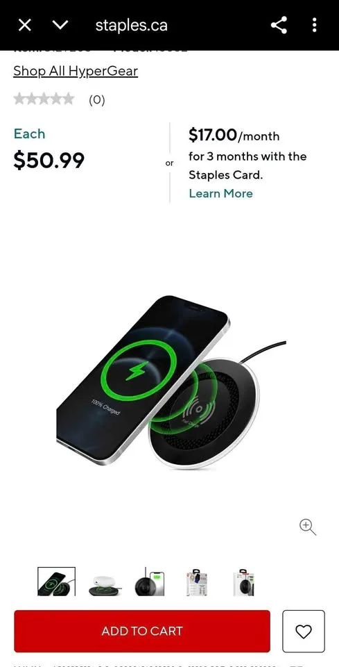 HYPERGEAR Universal Magnetic fast Wireless Charger upto15W