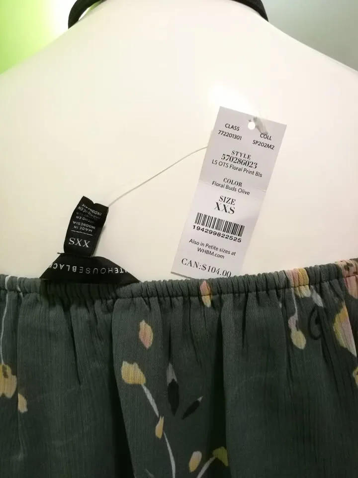 NWT xxs WHBM Green Floral Blouse image indicator(8)