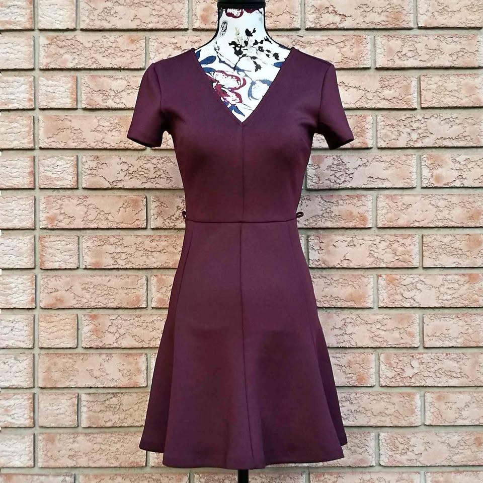 NWT Dynamite Maroon Flare V Neck Dress XS