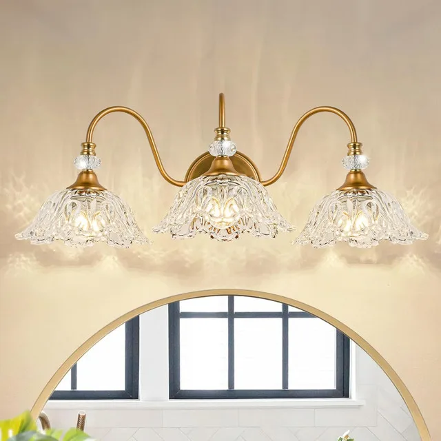 Vintage Bathroom Vanity Light, Matte Antique Brass