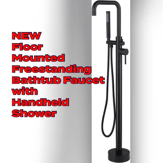 NEW Floor Mounted Bathtub Faucet w/ Handheld Shower thumbnail