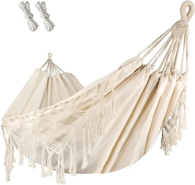 Double Sized Macrame Hammock w/ Tassels thumbnail
