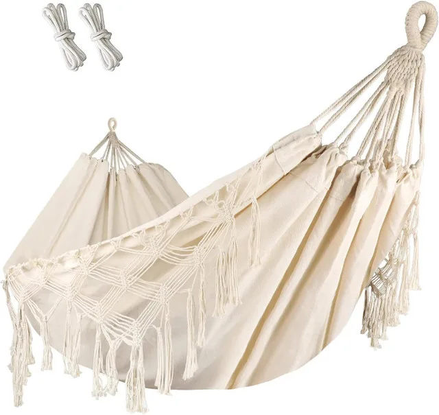 Double Sized Macrame Hammock w/ Tassels thumbnail