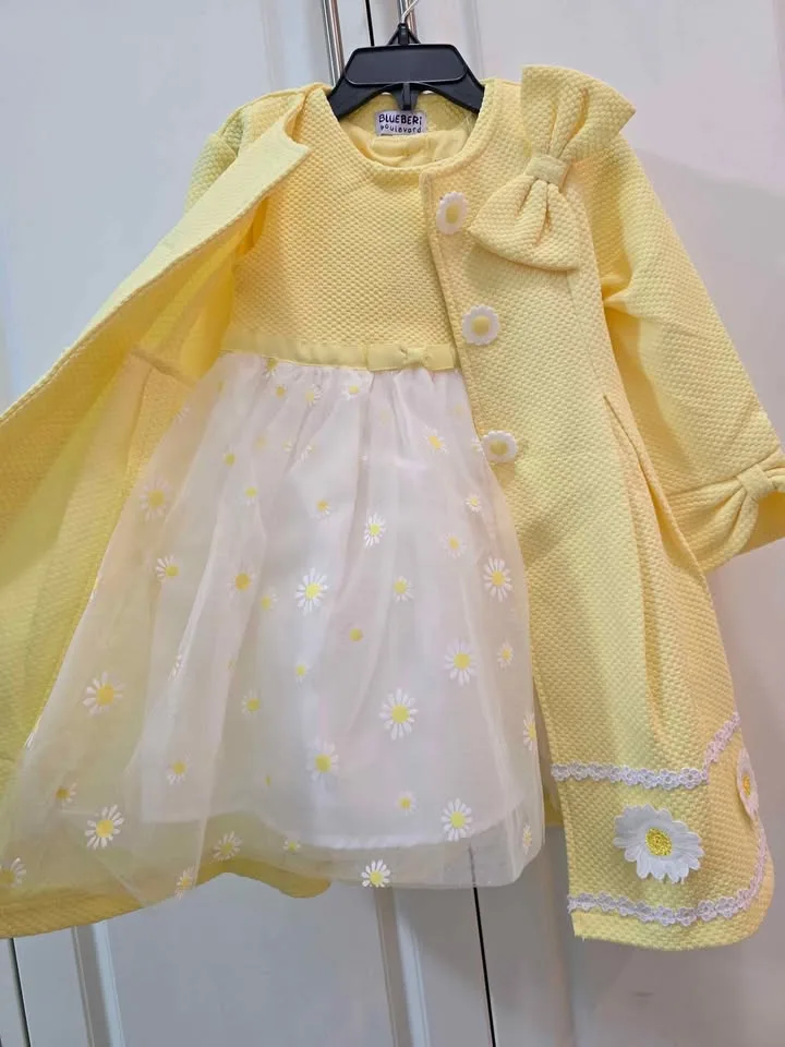 BNWT Baby girl long coat with fancy dress outfit size 3t image indicator(2)