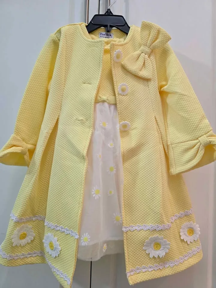 BNWT Baby girl long coat with fancy dress outfit size 3t image indicator(3)