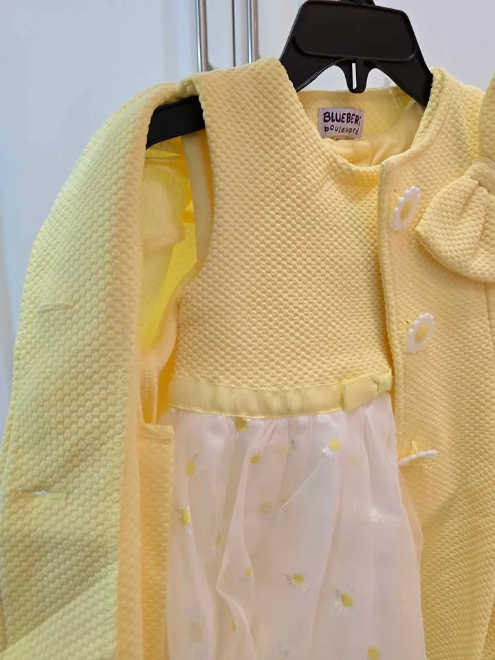 BNWT Baby girl long coat with fancy dress outfit size 3t image indicator(6)