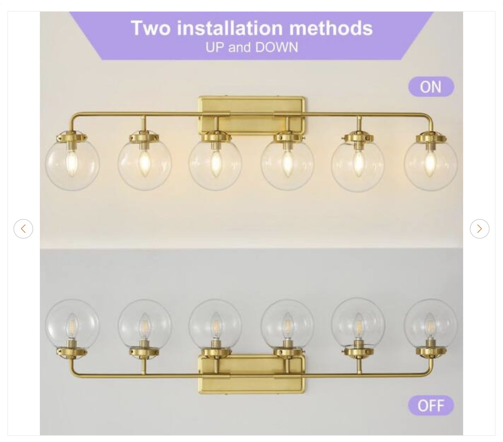 Modern 45.28 in. 6-Light Gold Bathroom Vanity Light - New - photo 4