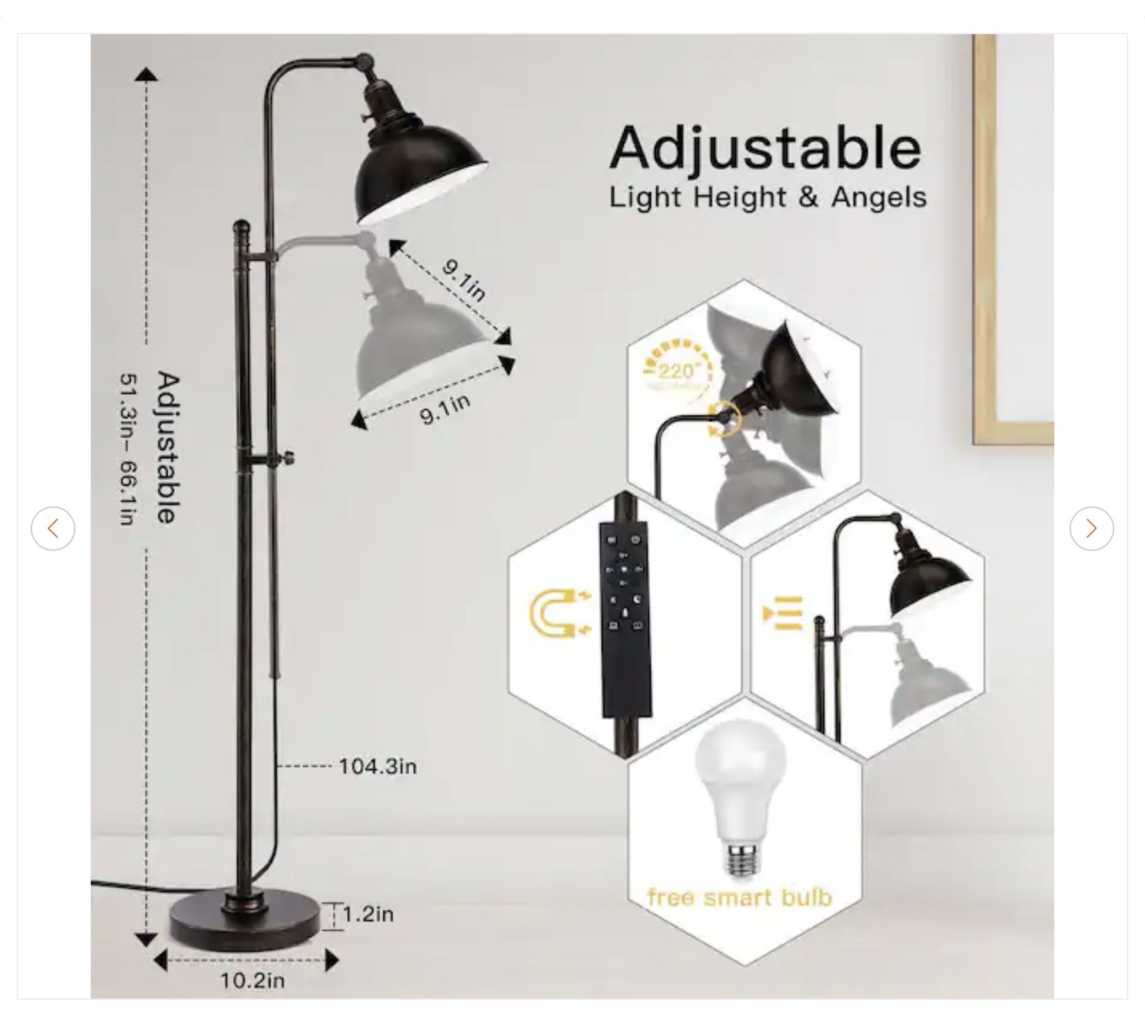 66 in. Black Paint Industrial Standing Lamp - New - photo 4