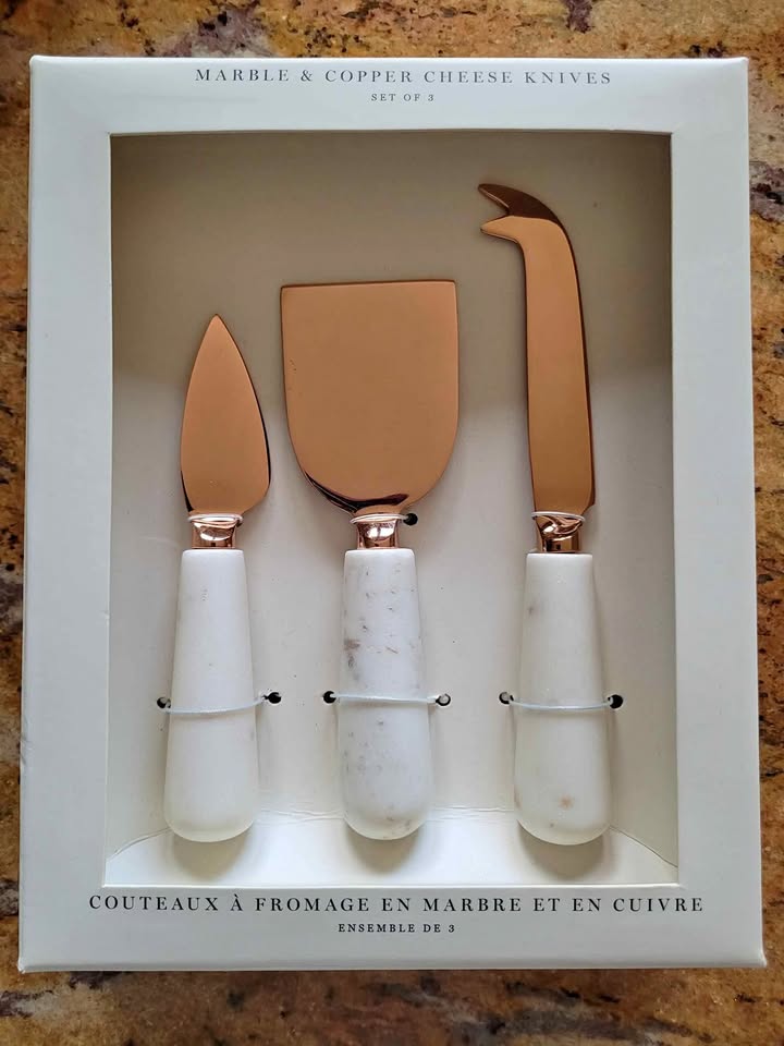 Indigo Marble and Copper Cheese Knives