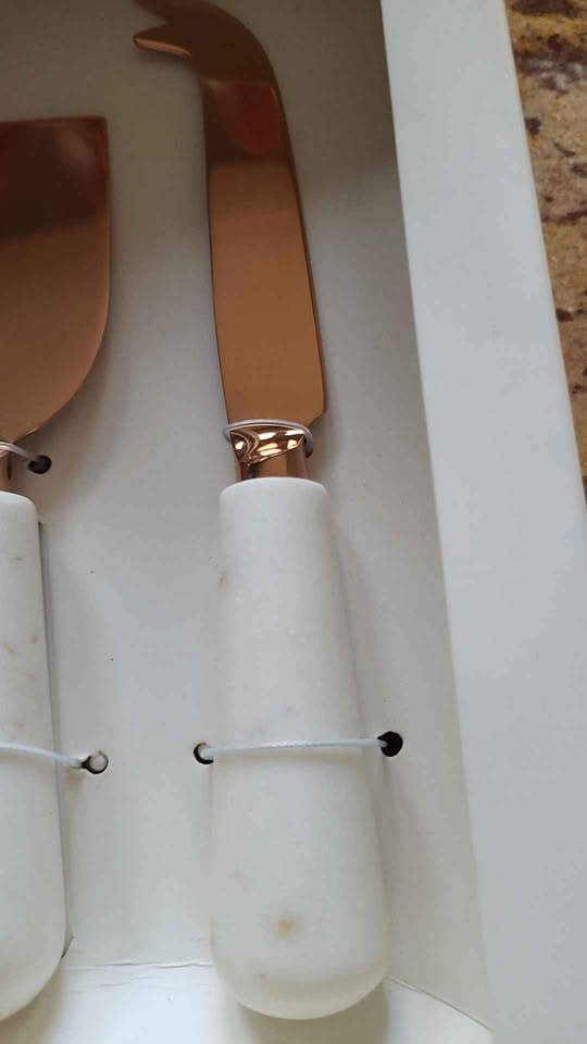 Indigo Marble and Copper Cheese Knives - photo 5