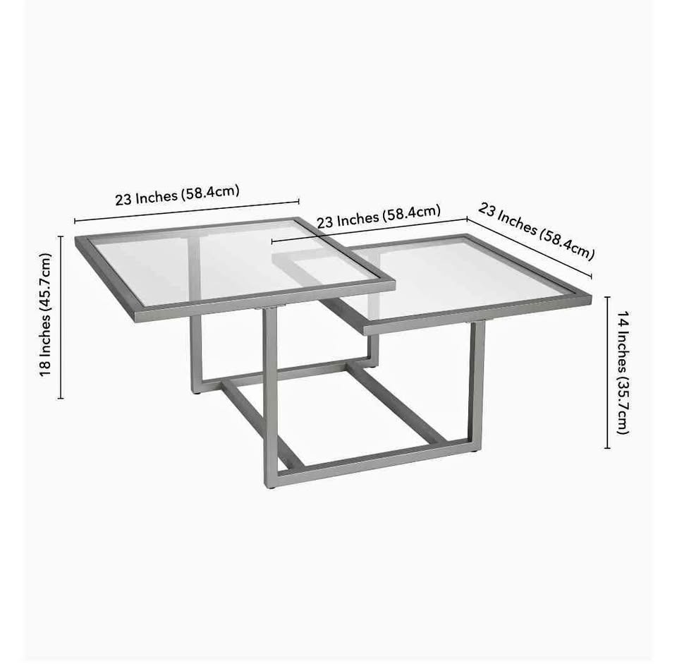 Wide Square Coffee Table in Nickel