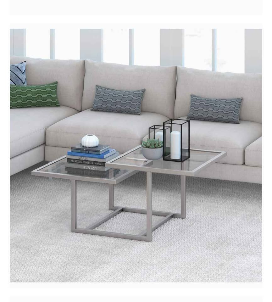 Wide Square Coffee Table in Nickel - photo 2