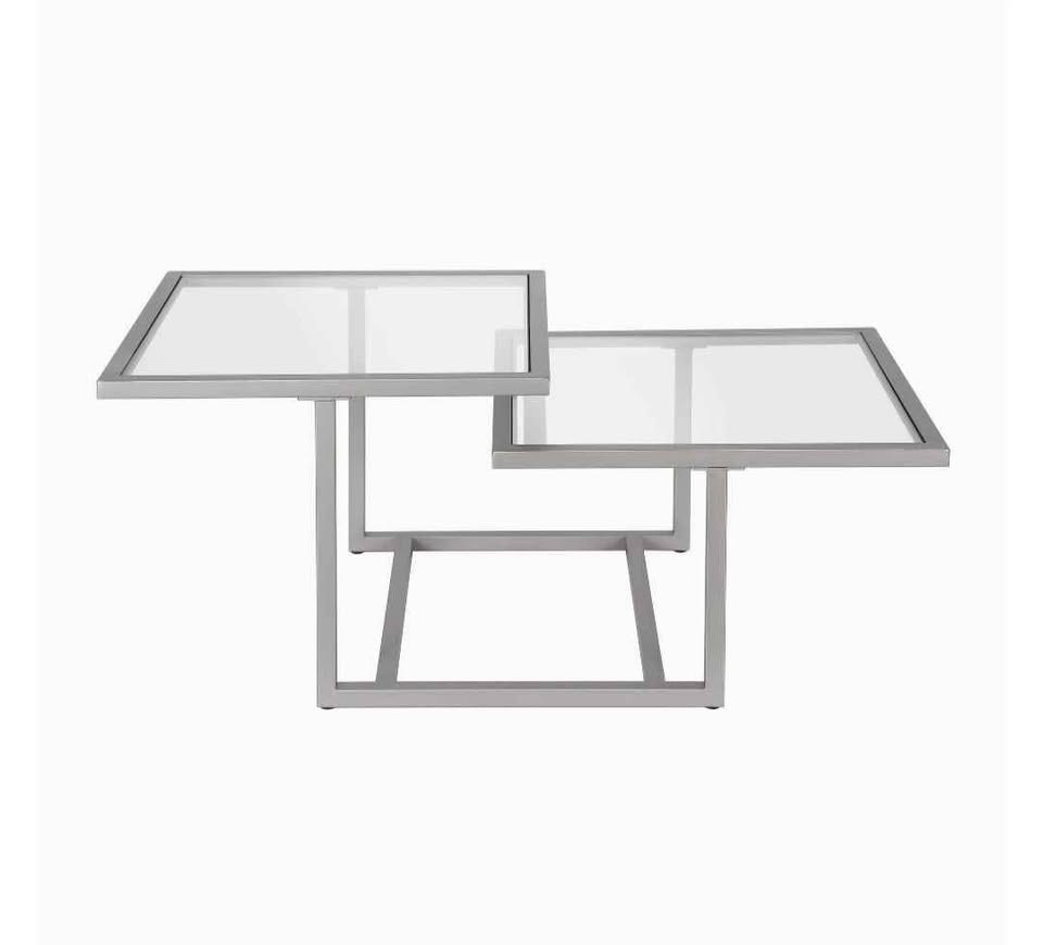 Wide Square Coffee Table in Nickel - photo 3