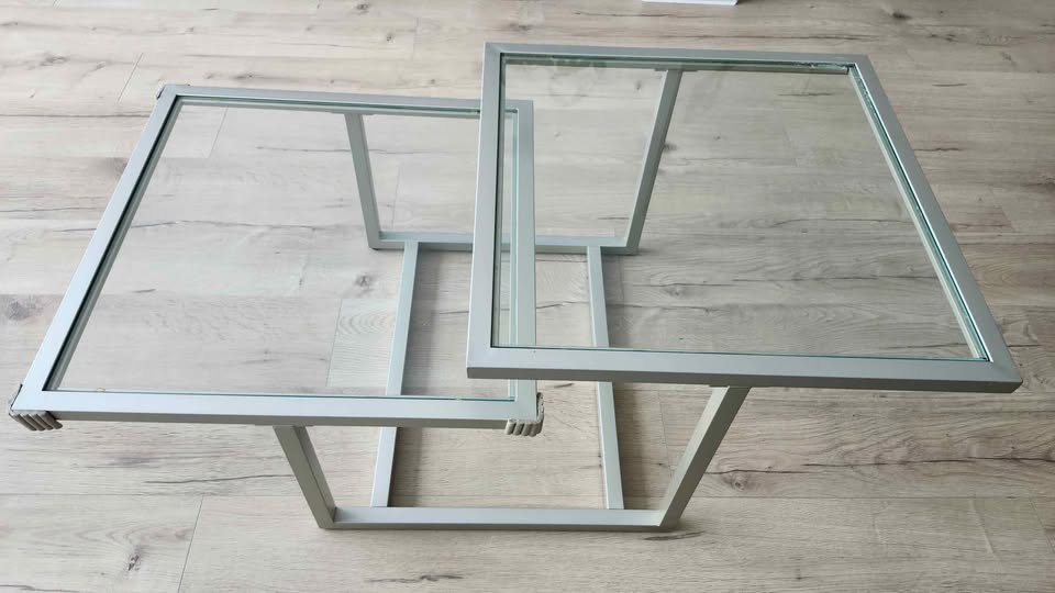 Wide Square Coffee Table in Nickel - photo 4