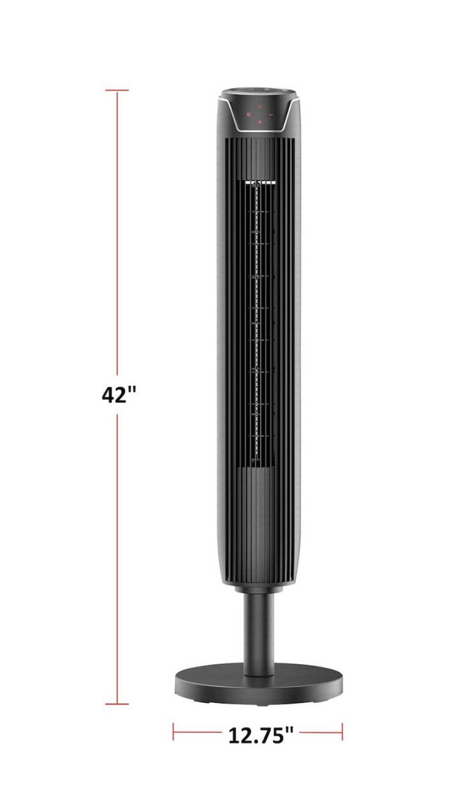 NOMA Oscillating Tower Fan, 3-Speed, Black, 42-in, with Remote - photo 3