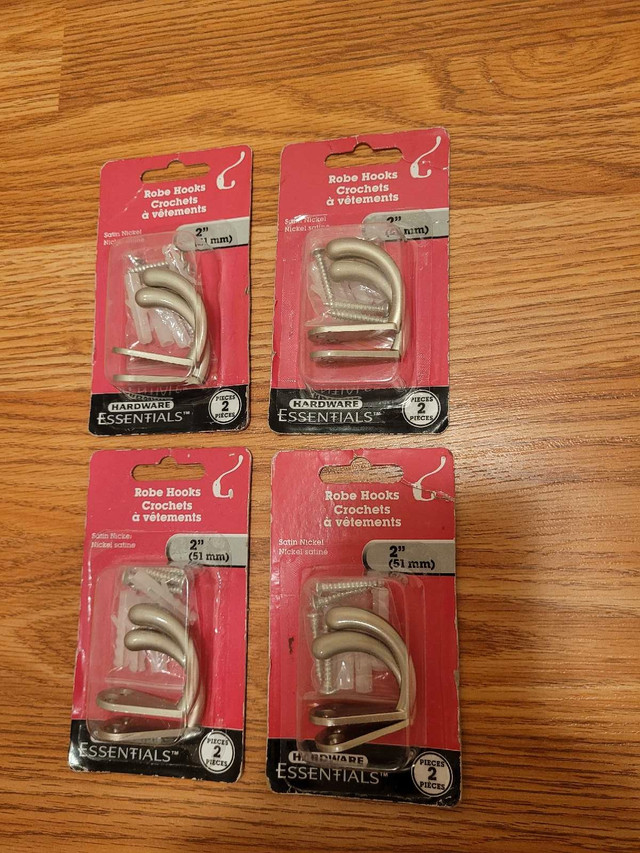 Eight 51mm Hardware Essentials Robe Hooks Satin Nickel