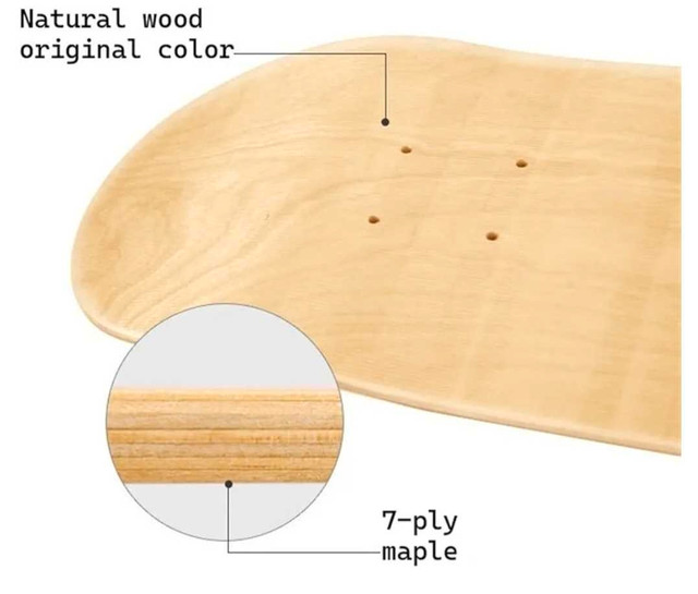 Natural Wood Skateboard Deck - photo 2